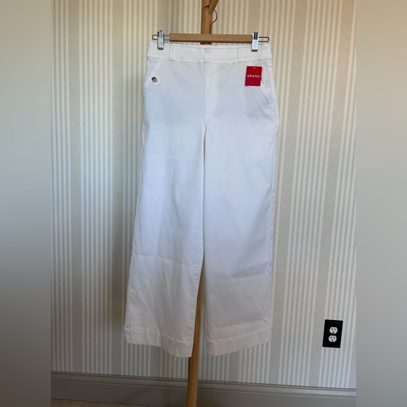 SPANX Women's White Spanx Twill Cropped Wide Leg Pant Size Medium - Picture 5 of 9